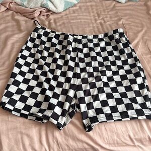 Checkered bike shorts plus size